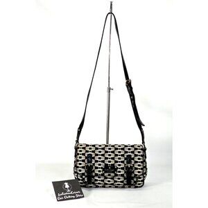 Kate Spade Women's Black White Fabric Essex Scout Purse Messenger Small 1875